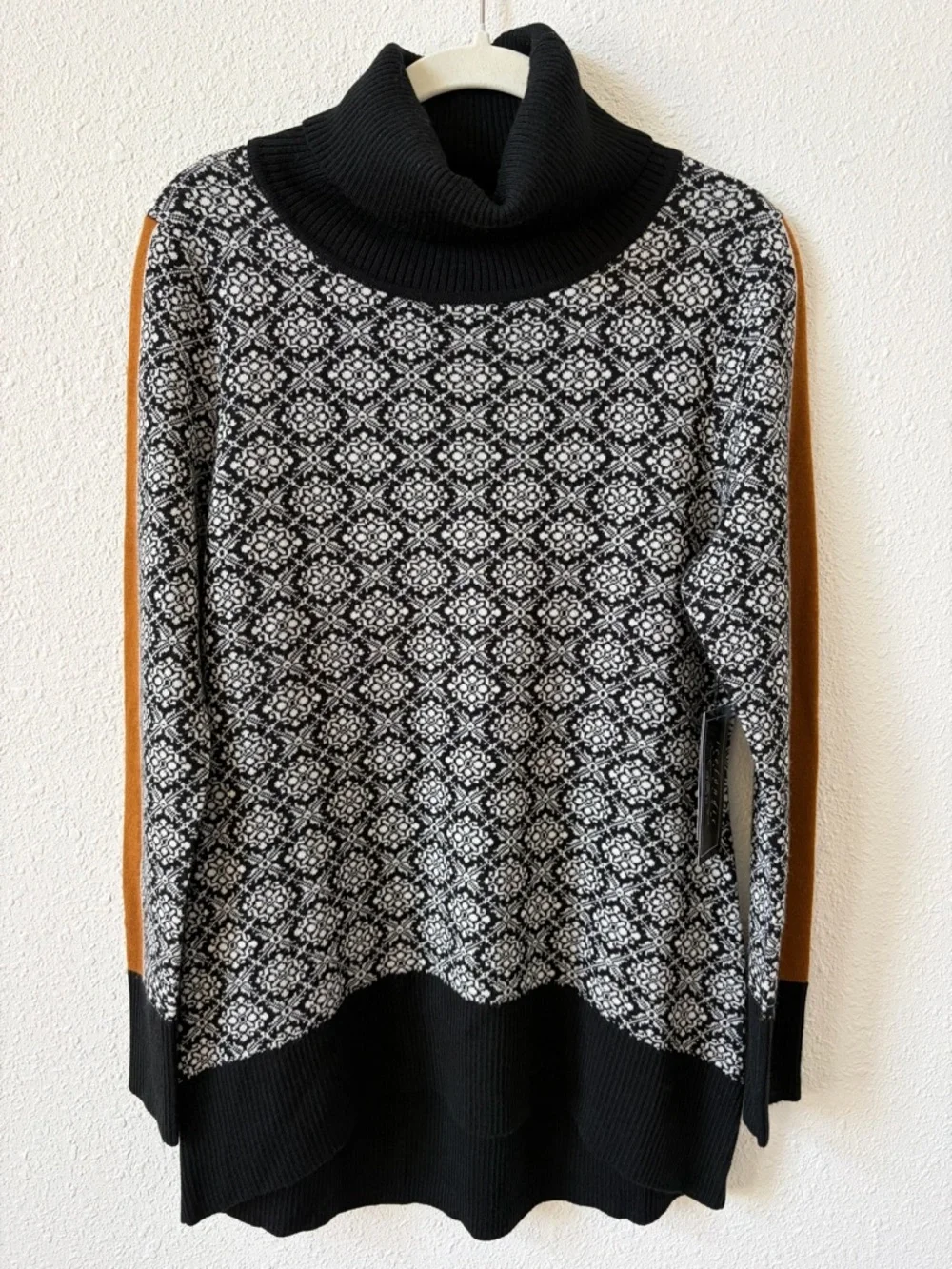 Icelandic Design Carrina Sweater Fair Isle Black Size Small Merino Wool Blend